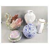 Group of ceramic and porcelain ginger jar, vase,