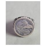 Sterling silver eagle head ring