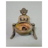 Vintage brass pixie figure brass incense burner