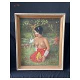 Signed portrait of a Balinese woman oil on canvas