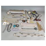 Group of costume jewelry - bracelets, necklaces,