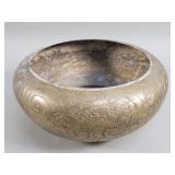 Vintage engraved brass planter