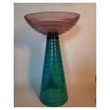 Vintage large colored art glass centerpiece bowl