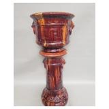 Vintage twp piece pottery majolica planter on