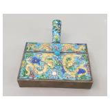 Vintage Chinese brass and Cloisonnï¿½ silk iron
