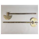 Pair of vintage brass ornamental axes