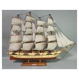 Decorative wood and fabric model ship