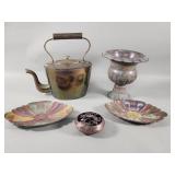 Group of brass and copper: enamel floral