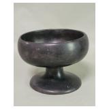 Vintage black earthenware pedestal bowl