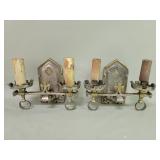 Pair of Gothic style brass sconces