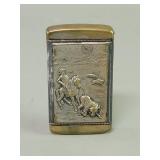 Antique silver plate and brass match safe