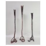 Three 19th-century hand forged wrought iron