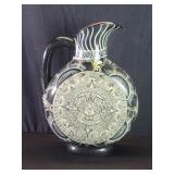Vintage hand-painted terracotta pitcher with