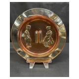 Vintage marigold carnival glass ashtray