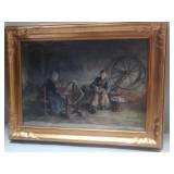 Signed watercolor painting "Interior with Women