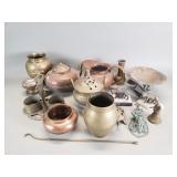 Group of brass - teapot, pitcher, incense burner