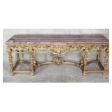 French Louis XVI ornate console table gilt wood