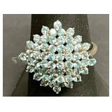 Vintage sterling silver cluster cocktail ring
