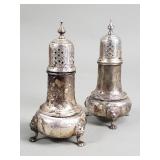 Pair of Amston sterling silver salt and and