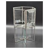 Beveled glass and metal candleholder