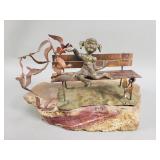 Vintage signed Bijan sculpture "Girl Feeding