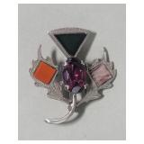 Antique Scottish sterling brooch with purple