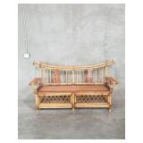 Vintage asian style bamboo, wood, and rattan