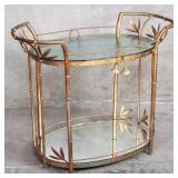 Hollywood Regency gilt metal tiered table with