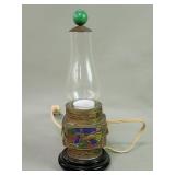 Vintage Chinese brass, wood and glass