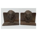 Pair of vintage cast iron Native American bookends