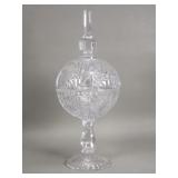 Vintage cut crystal pedestal covered compote