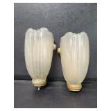 Art Deco spelter and glass sconces