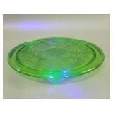 Vintage uranium glass cake stand