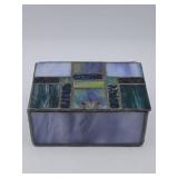Stained glass keepsake box with butterfly accent