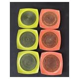 Lot of 6 mid-century modern plastic coasters