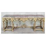 French Louis XVI ornate console table gilt wood