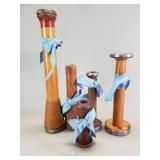 Antique wooden industrial textile mill bobbins