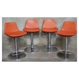 4 modern leather and chrome adjustable bar stools