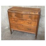 Antique tiger oak chest of drawers on castors
