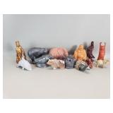 Group of stone and wood figurines