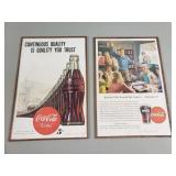 Pair of vintage Coca-Cola advertisements