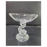 Classical dolphin glass compote
