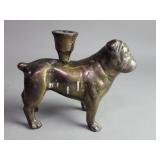 Vintage brass bulldog candleholder