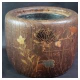 Antique Japanese charcoal brazier hibachi with