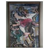 Abstract oil on canvas painting