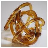 Hand blown art glass knot sculpture