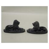 Pair of vintage glass lion figures