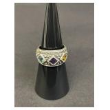 Vintage sterling silver ring with multicolor