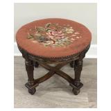 Vintage Louis XVI-style needlepoint stool