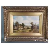 Aintique oil on canvas painting, signed A.H.